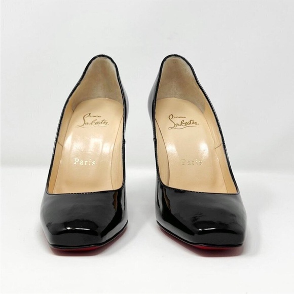 Christian Louboutin Particule Black Patent Leather 100mm Heels - Picture 4 of 8